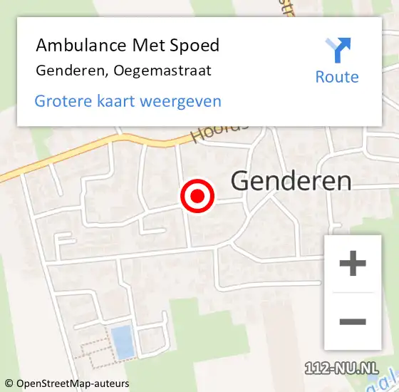 Locatie op kaart van de 112 melding: Ambulance Met Spoed Naar Genderen, Oegemastraat op 9 maart 2017 11:54