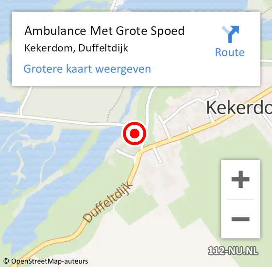 Locatie op kaart van de 112 melding: Ambulance Met Grote Spoed Naar Kekerdom, Duffeltdijk op 9 maart 2017 12:01