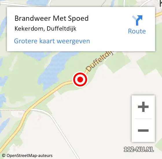 Locatie op kaart van de 112 melding: Brandweer Met Spoed Naar Kekerdom, Duffeltdijk op 9 maart 2017 12:20