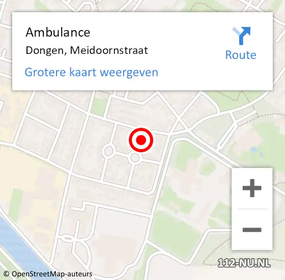 Locatie op kaart van de 112 melding: Ambulance Dongen, Meidoornstraat op 9 maart 2017 12:46