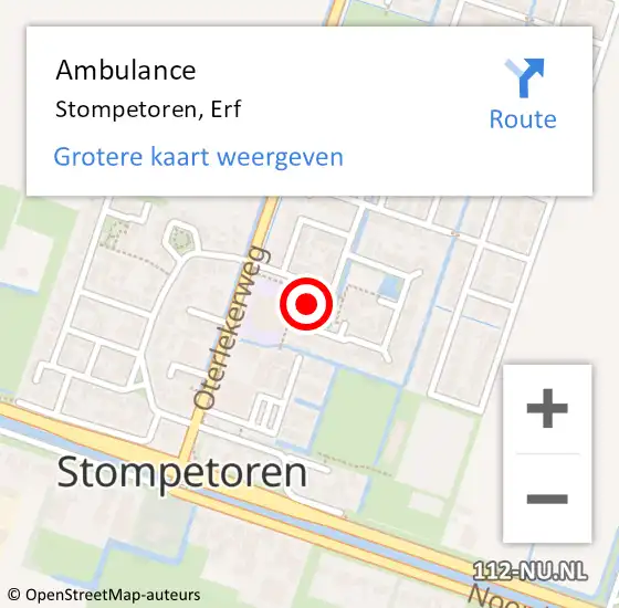 Locatie op kaart van de 112 melding: Ambulance Stompetoren, Erf op 9 maart 2017 12:58