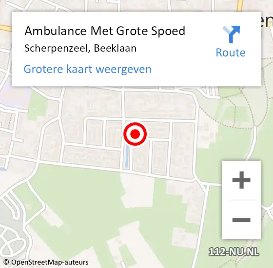 Locatie op kaart van de 112 melding: Ambulance Met Grote Spoed Naar Scherpenzeel, Beeklaan op 9 maart 2017 13:02