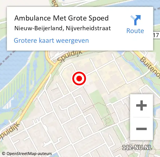 Locatie op kaart van de 112 melding: Ambulance Met Grote Spoed Naar Nieuw-Beijerland, Nijverheidstraat op 9 maart 2017 14:09