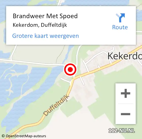 Locatie op kaart van de 112 melding: Brandweer Met Spoed Naar Kekerdom, Duffeltdijk op 9 maart 2017 14:31
