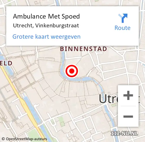 Locatie op kaart van de 112 melding: Ambulance Met Spoed Naar Utrecht, Vinkenburgstraat op 9 maart 2017 14:56