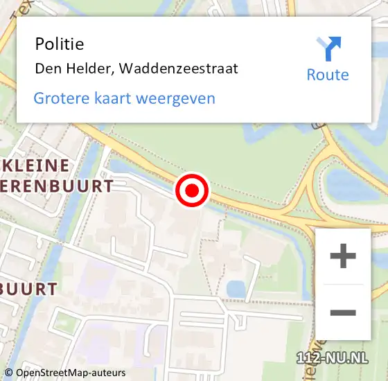 Locatie op kaart van de 112 melding: Politie Den Helder, Waddenzeestraat op 9 maart 2017 15:17