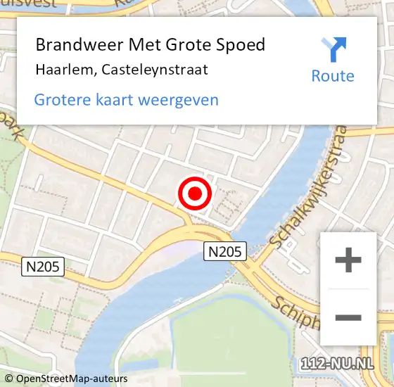 Locatie op kaart van de 112 melding: Brandweer Met Grote Spoed Naar Haarlem, Casteleynstraat op 9 maart 2017 15:41