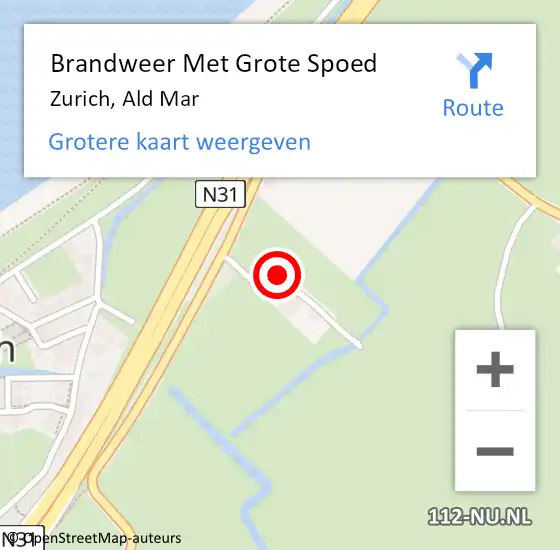 Locatie op kaart van de 112 melding: Brandweer Met Grote Spoed Naar Zurich, Ald Mar op 9 maart 2017 16:09