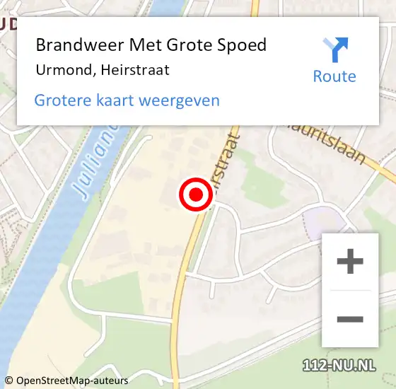 Locatie op kaart van de 112 melding: Brandweer Met Grote Spoed Naar Urmond, Heirstraat op 9 maart 2017 16:29