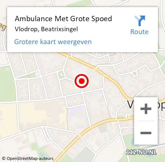 Locatie op kaart van de 112 melding: Ambulance Met Grote Spoed Naar Vlodrop, Beatrixsingel op 9 maart 2017 17:28