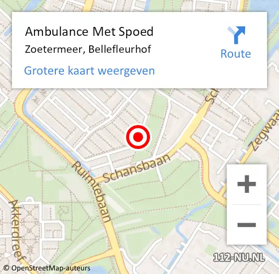 Locatie op kaart van de 112 melding: Ambulance Met Spoed Naar Zoetermeer, Bellefleurhof op 9 maart 2017 17:30