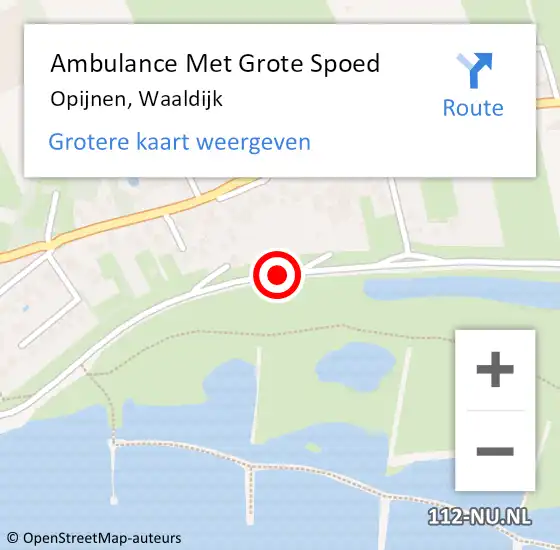 Locatie op kaart van de 112 melding: Ambulance Met Grote Spoed Naar Opijnen, Waaldijk op 9 maart 2017 17:38