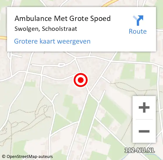 Locatie op kaart van de 112 melding: Ambulance Met Grote Spoed Naar Swolgen, Schoolstraat op 9 maart 2017 17:42