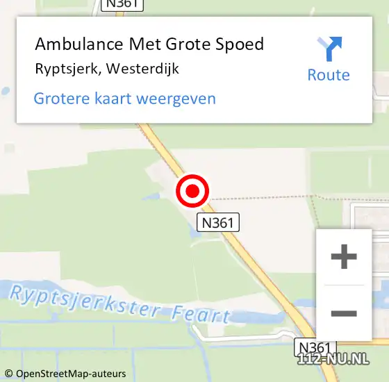 Locatie op kaart van de 112 melding: Ambulance Met Grote Spoed Naar Ryptsjerk, Westerdijk op 9 maart 2017 17:54