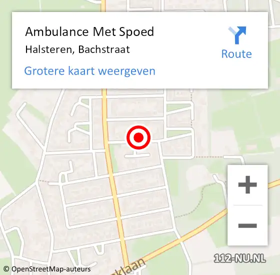 Locatie op kaart van de 112 melding: Ambulance Met Spoed Naar Halsteren, Bachstraat op 9 maart 2017 18:29