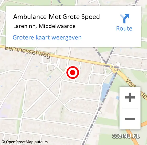 Locatie op kaart van de 112 melding: Ambulance Met Grote Spoed Naar Laren nh, Middelwaarde op 13 januari 2014 14:28