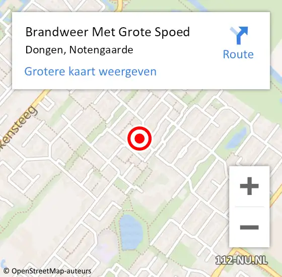 Locatie op kaart van de 112 melding: Brandweer Met Grote Spoed Naar Dongen, Notengaarde op 9 maart 2017 19:45