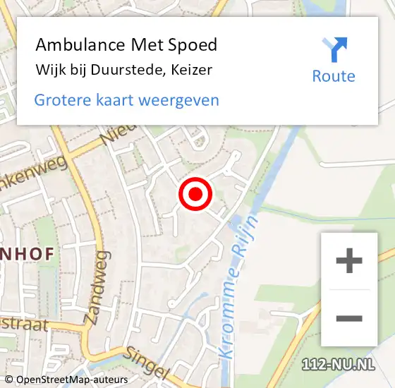 Locatie op kaart van de 112 melding: Ambulance Met Spoed Naar Wijk bij Duurstede, Keizer op 9 maart 2017 19:52