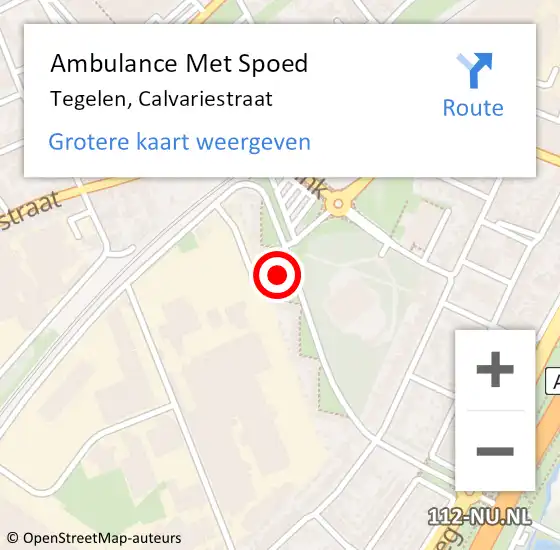 Locatie op kaart van de 112 melding: Ambulance Met Spoed Naar Tegelen, Calvariestraat op 9 maart 2017 20:01