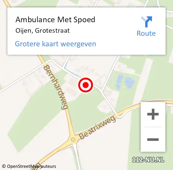 Locatie op kaart van de 112 melding: Ambulance Met Spoed Naar Oijen, Grotestraat op 9 maart 2017 20:16