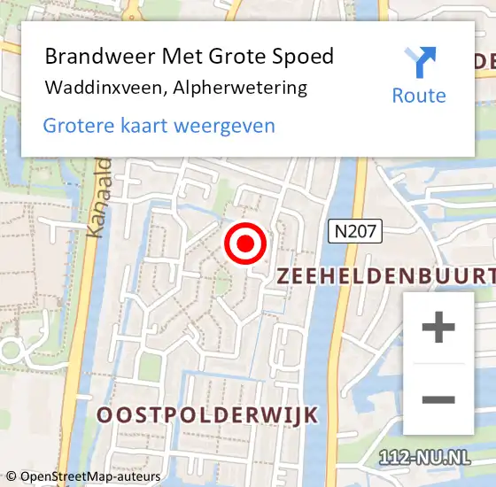 Locatie op kaart van de 112 melding: Brandweer Met Grote Spoed Naar Waddinxveen, Alpherwetering op 9 maart 2017 20:32