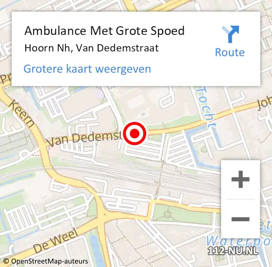 Locatie op kaart van de 112 melding: Ambulance Met Grote Spoed Naar Hoorn Nh, Van Dedemstraat op 9 maart 2017 20:41