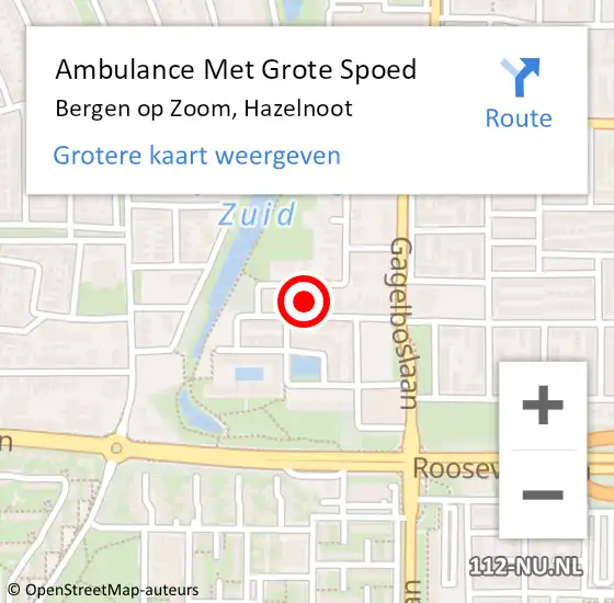 Locatie op kaart van de 112 melding: Ambulance Met Grote Spoed Naar Bergen op Zoom, Hazelnoot op 9 maart 2017 21:58