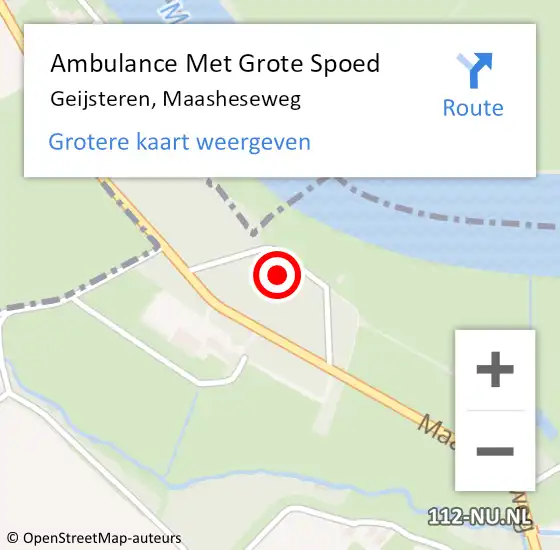 Locatie op kaart van de 112 melding: Ambulance Met Grote Spoed Naar Geijsteren, Maasheseweg op 9 maart 2017 23:03