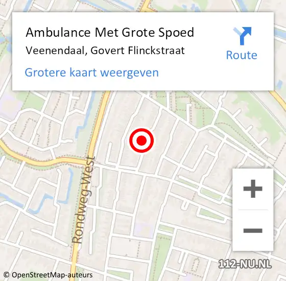 Locatie op kaart van de 112 melding: Ambulance Met Grote Spoed Naar Veenendaal, Govert Flinckstraat op 9 maart 2017 23:23