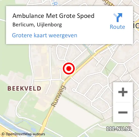 Locatie op kaart van de 112 melding: Ambulance Met Grote Spoed Naar Berlicum, Uijlenborg op 9 maart 2017 23:57