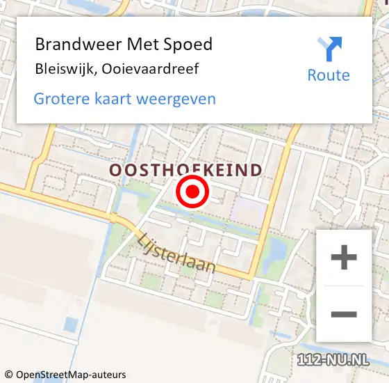 Locatie op kaart van de 112 melding: Brandweer Met Spoed Naar Bleiswijk, Ooievaardreef op 10 maart 2017 01:25