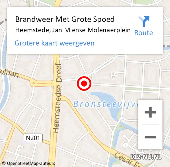 Locatie op kaart van de 112 melding: Brandweer Met Grote Spoed Naar Heemstede, Jan Miense Molenaerplein op 10 maart 2017 02:37