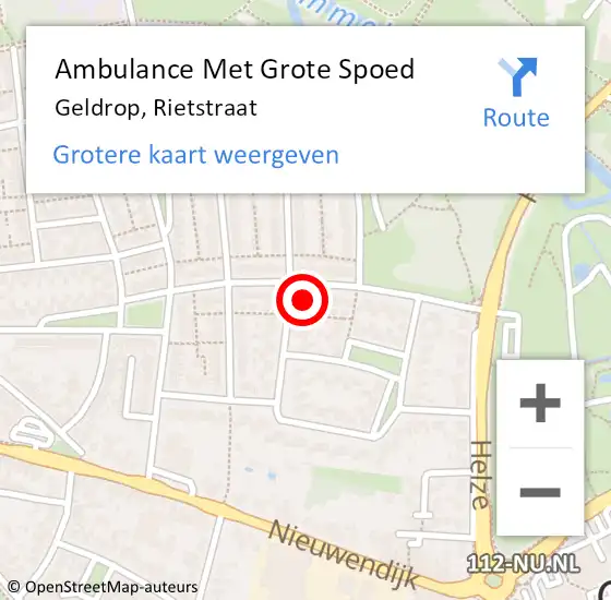 Locatie op kaart van de 112 melding: Ambulance Met Grote Spoed Naar Geldrop, Rietstraat op 10 maart 2017 04:57