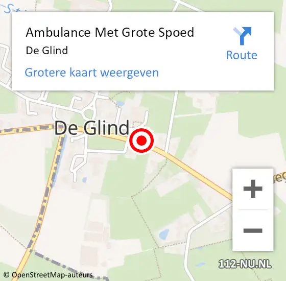 Locatie op kaart van de 112 melding: Ambulance Met Grote Spoed Naar De Glind op 10 maart 2017 05:39