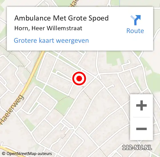 Locatie op kaart van de 112 melding: Ambulance Met Grote Spoed Naar Horn, Heer Willemstraat op 10 maart 2017 07:14