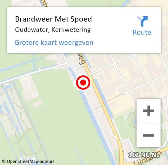 Locatie op kaart van de 112 melding: Brandweer Met Spoed Naar Oudewater, Kerkwetering op 10 maart 2017 07:46