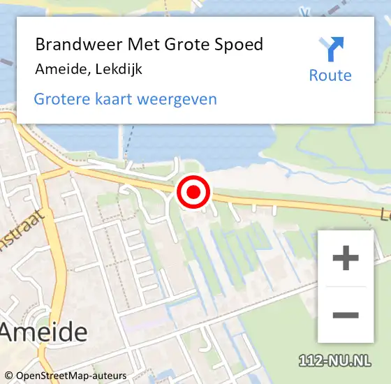 Locatie op kaart van de 112 melding: Brandweer Met Grote Spoed Naar Ameide, Lekdijk op 10 maart 2017 07:51