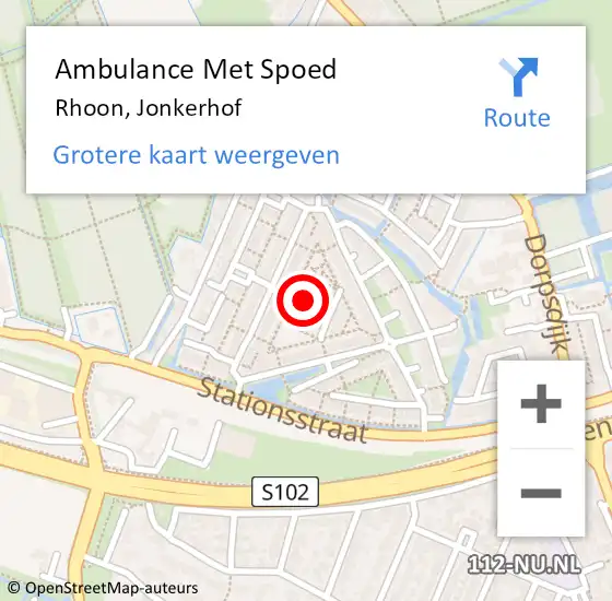 Locatie op kaart van de 112 melding: Ambulance Met Spoed Naar Rhoon, Jonkerhof op 10 maart 2017 08:47