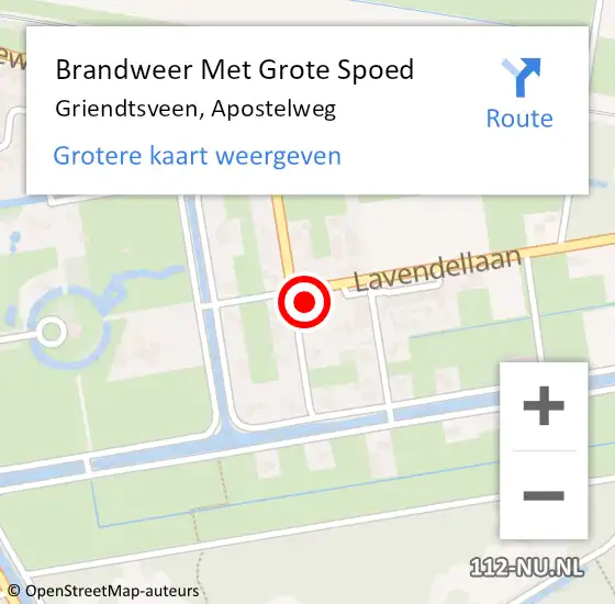 Locatie op kaart van de 112 melding: Brandweer Met Grote Spoed Naar Griendtsveen, Apostelweg op 10 maart 2017 08:50
