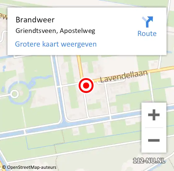 Locatie op kaart van de 112 melding: Brandweer Griendtsveen, Apostelweg op 10 maart 2017 08:56