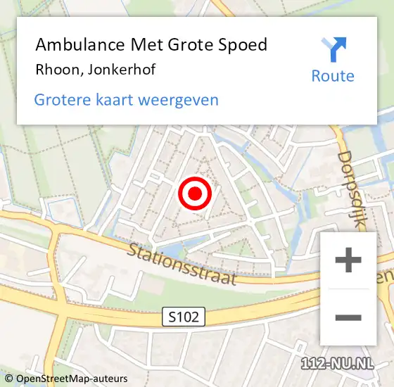 Locatie op kaart van de 112 melding: Ambulance Met Grote Spoed Naar Rhoon, Jonkerhof op 10 maart 2017 09:01