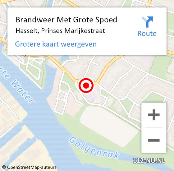 Locatie op kaart van de 112 melding: Brandweer Met Grote Spoed Naar Hasselt, Prinses Marijkestraat op 10 maart 2017 09:12