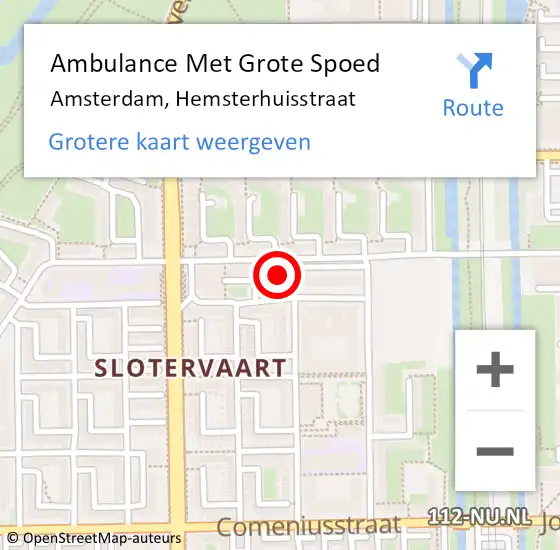 Locatie op kaart van de 112 melding: Ambulance Met Grote Spoed Naar Amsterdam, Hemsterhuisstraat op 10 maart 2017 09:29