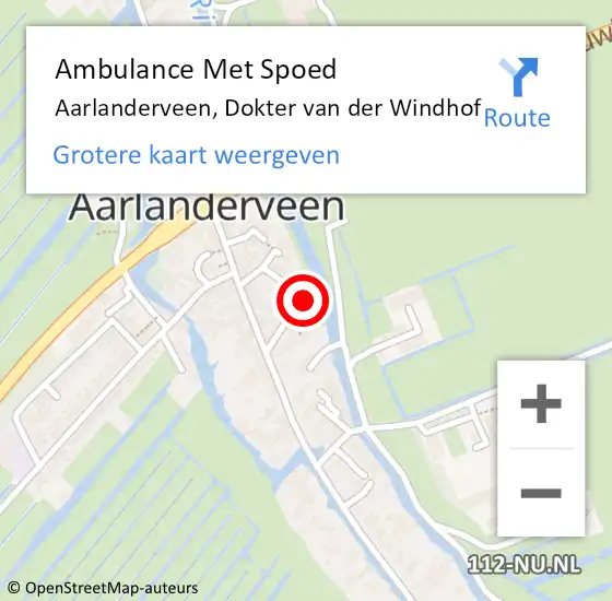 Locatie op kaart van de 112 melding: Ambulance Met Spoed Naar Aarlanderveen, Dokter van der Windhof op 10 maart 2017 11:50