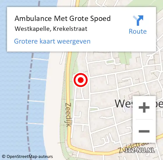 Locatie op kaart van de 112 melding: Ambulance Met Grote Spoed Naar Westkapelle, Krekelstraat op 10 maart 2017 12:09