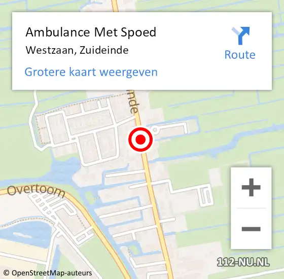 Locatie op kaart van de 112 melding: Ambulance Met Spoed Naar Westzaan, Zuideinde op 10 maart 2017 12:18