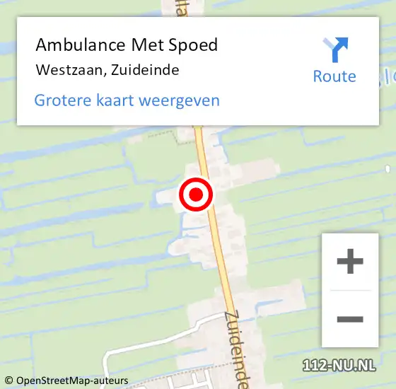 Locatie op kaart van de 112 melding: Ambulance Met Spoed Naar Westzaan, Zuideinde op 10 maart 2017 12:24