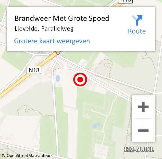 Locatie op kaart van de 112 melding: Brandweer Met Grote Spoed Naar Lievelde, Parallelweg op 10 maart 2017 12:53