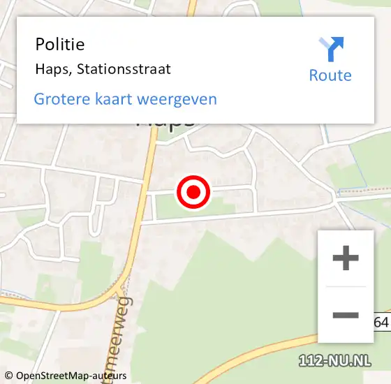 Locatie op kaart van de 112 melding: Politie Haps, Stationsstraat op 10 maart 2017 13:13