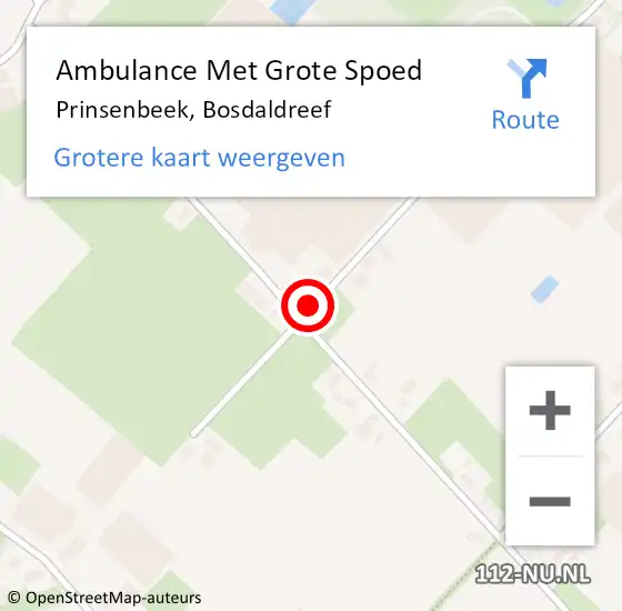 Locatie op kaart van de 112 melding: Ambulance Met Grote Spoed Naar Prinsenbeek, Bosdaldreef op 10 maart 2017 13:28